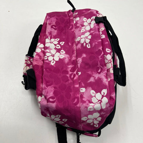 Vintage Y2K LL Bean Pink Black Hawaiian Print Hibiscus Duffel Bag Travel Gym