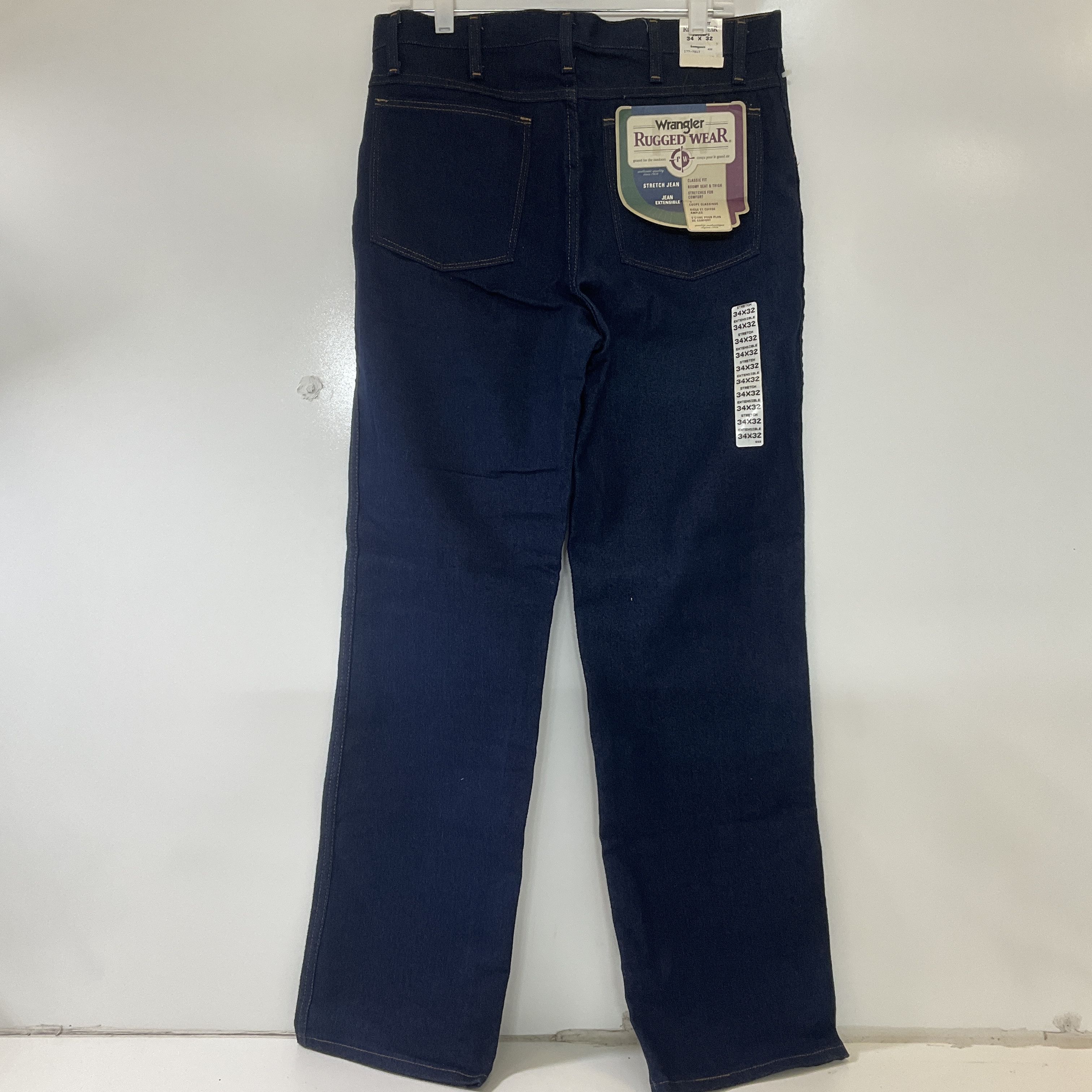 Wrangler Men's Rugged Wear Dark Wash Jeans Size 34x32 Vintage NWT Deadstock