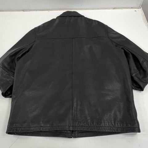 Columbia Vintage Y2K Black Pebbled Leather Full Zip Jacket Men's XL