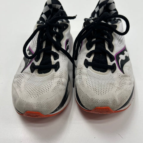 Saucony Ride 14 White Black Checkered Running Sneakers Women's Size 9.5
