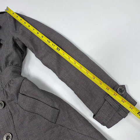 Diesel Women's Gray Houndstooth Wool Blend A-Line Trench Coat Quilted Lined XXS