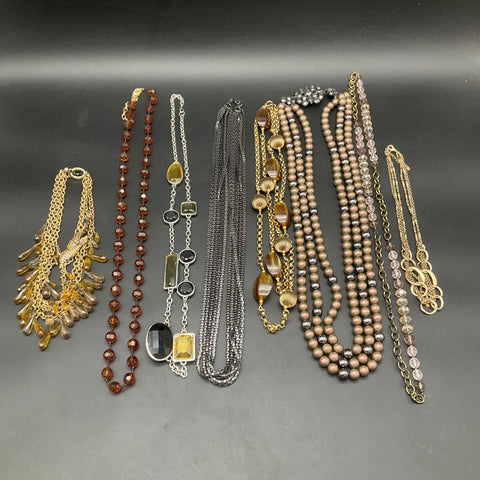 Vintage to Modern Costume Jewelry Necklace Lot 2.1 Lbs 8pc Statement Beaded