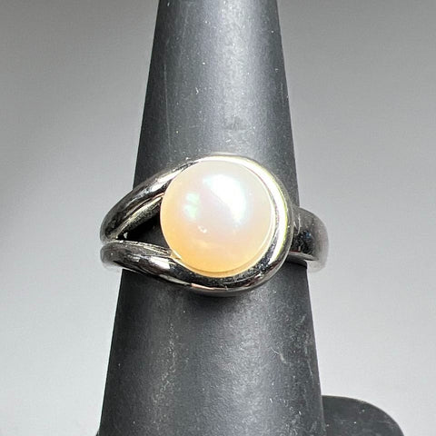 925 Sterling Silver Pearl Ring Size 6 5g