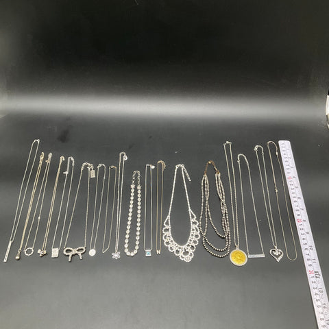 Fashion Costume Jewelry Necklace Lot of 19 Rhinestone Beaded Pendants Bow Coin