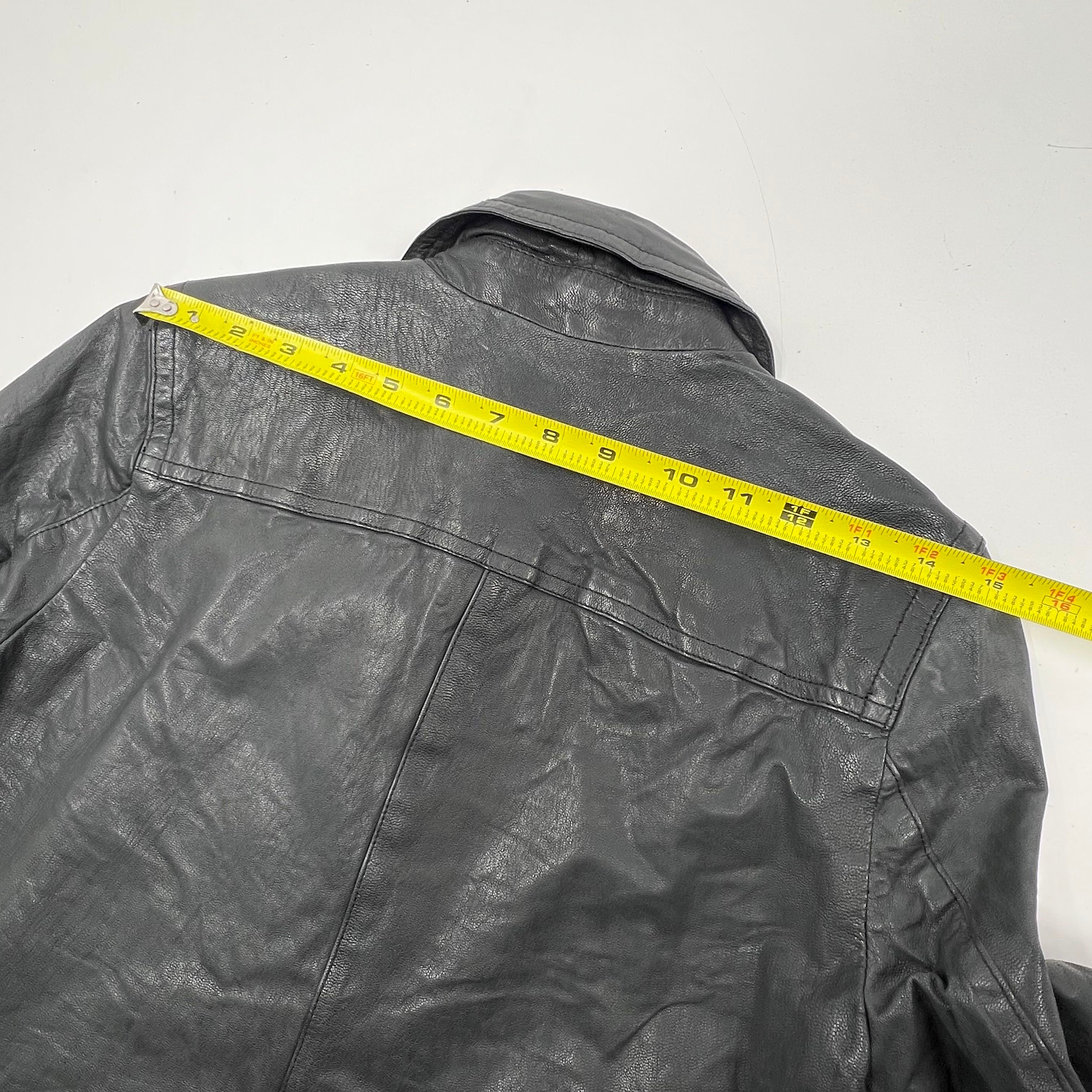 Vintage Y2K Old Navy Black Leather Blazer Floral Lined Jacket Womens M