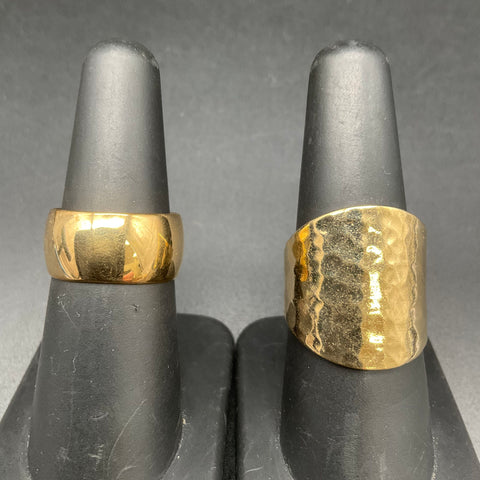 Park Lane Gold Tone Rings Lot of 2 Hammered & Domed Costume Jewelry Sizes 6.5 8