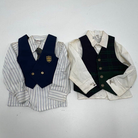 Vintage Lot 5 Piece Multi-Color Vest Shirt Combo Button Down Dress Tops Boys