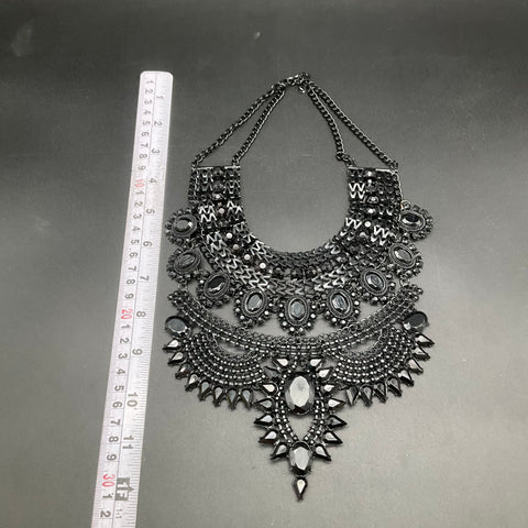 Statement Bib Necklace Lot of 7 Costume Jewelry Chunky Faux Pearl Rhinestone