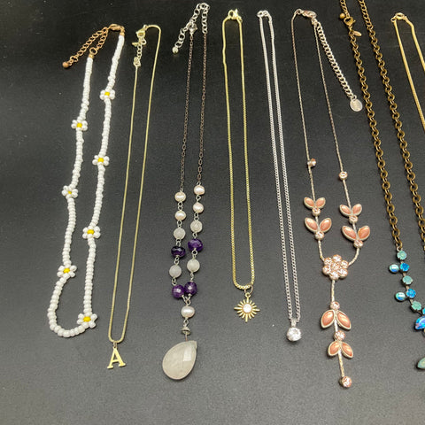 Claire's Avon Mixed Jewelry Lot 17 Necklaces Floral Celestial Initial Beads