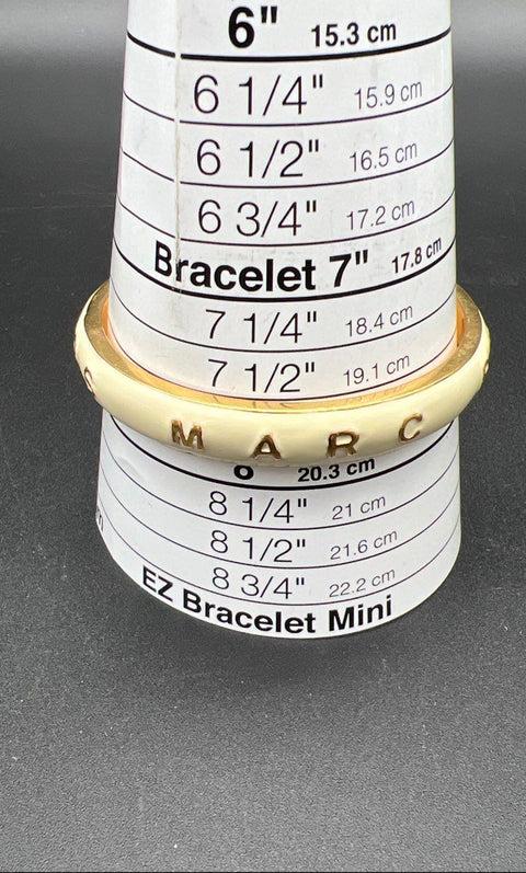 Marc by Marc Jacobs Lot of 2 Enamel Bangle Bracelets Gold & Silver Tone 8"