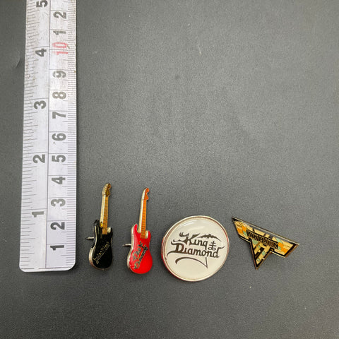 Vintage Rock Band Lapel Pin Lot Van Halen Ozzy Judas Priest 4 Pieces 1980s