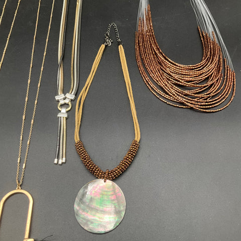 Chico's & Fashion Jewelry Lot 9 Statement Tassel Heart Shell Beaded Necklaces