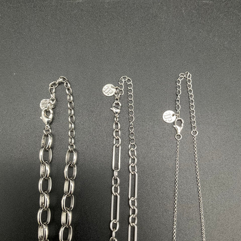 Bomb Party Jewelry Lot of 3 Necklaces 925 Sterling Silver & Silver Tone
