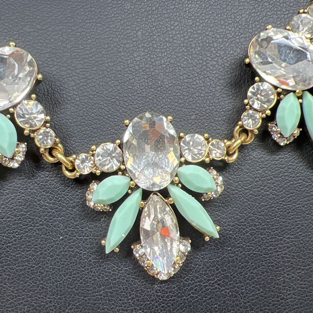 J Crew Rhinestone & Turquoise Tone Statment Necklace