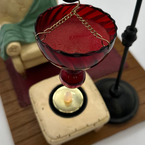 Westland WMG 2003 Miniature Reading Room Diorama Resin Glass Chair Ottoman 8"