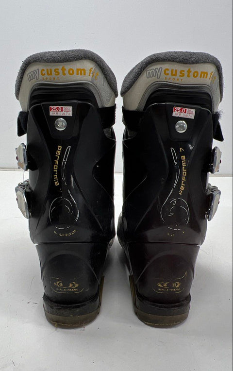 Salomon Performa 7 Ski Boots Womens Size 7.5 25.0 4-Buckle With Carry Bag