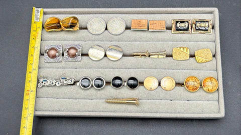 Vintage to Modern Men's Cufflinks Lot 13 Pairs Motorcycle Tiger's Eye Art Deco