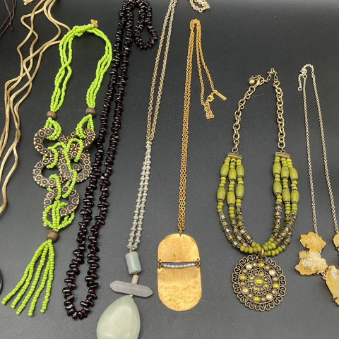 Boho Statement Necklace Lot of 10 Coldwater Creek Roost Beaded Stone Artisan