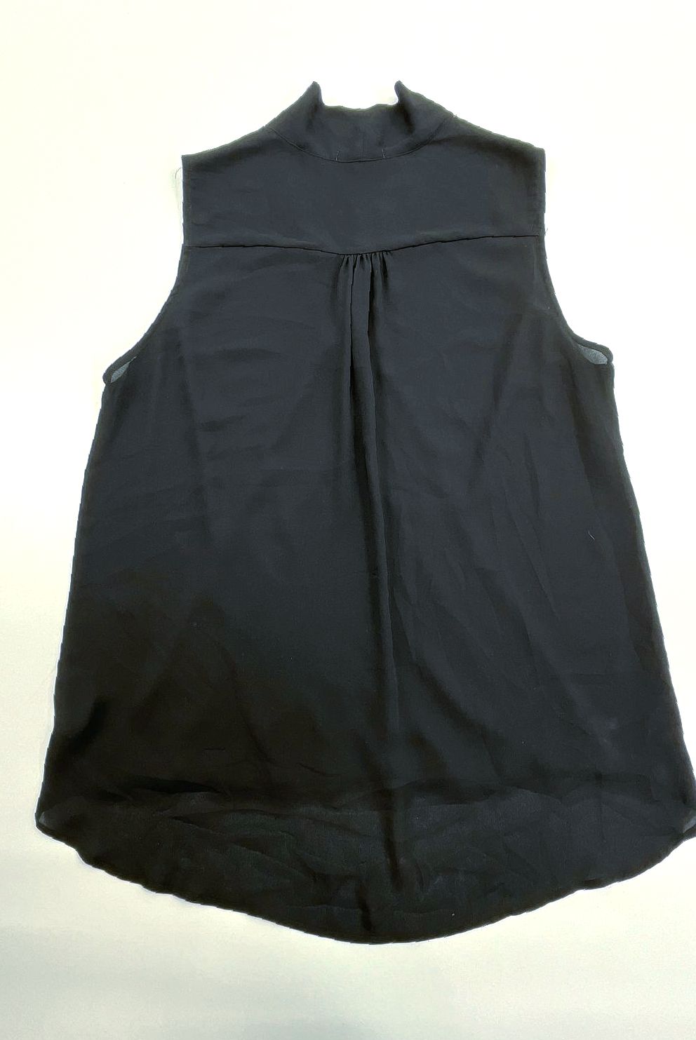 Women's Pleione Black V Neck Draped Sleeveless Sheer Casual Top - Size Medium