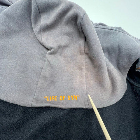 Syna World Men's Full Zip Hoodie Jacket Black Gray Embroidered Tech Style Sz L