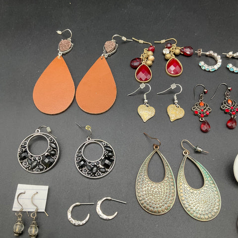 Vintage and Modern Fashion Earring Lot of 38 Pairs Hoops Dangles Studs Retro