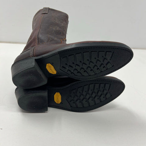 Justin 68521 Brown Leather Western Cowboy Boots Vibram Sole USA Made Size 11 EW