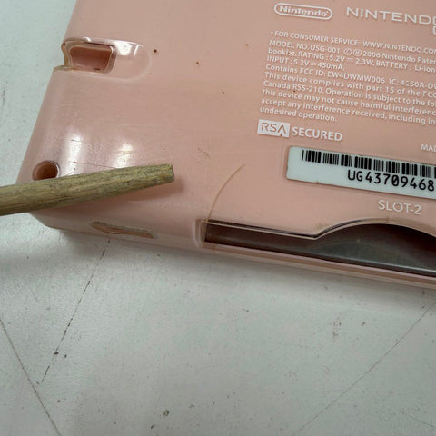 Nintendo DS Lite Pink Handheld Console & Mario Kart DS Game Lot Tested