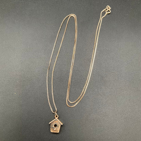 Brown County Silver Co Sterling Silver 925 Birdhouse Charm Necklace 16"