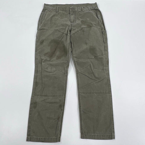 Harley Davidson Men's Green Utility Work Pants Double Knee Cotton 36x34