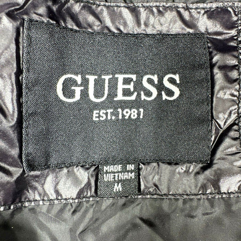 Guess Men's Black Hooded Puffer Jacket Quilted Full Zip Size M