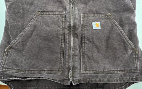 Vintage Carhartt Sherpa Lined Sandstone Duck Vest Brown Women's Sz M