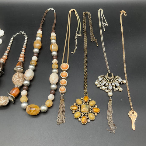 Vintage to Modern Mixed Costume Jewelry Necklace Lot 1.2 Lbs 8 Pieces Beaded