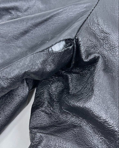 Vintage 90s Phase Two Black Leather Button Front Long Jacket Coat Sz 1XL