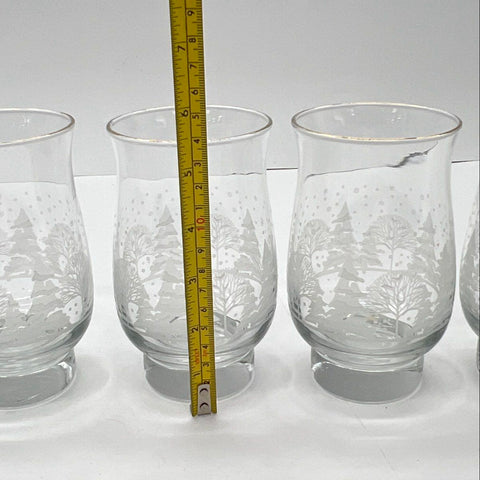Libbey Winter Wonderland Frosted Footed Glass Set 6 Piece Vintage 5 Inch