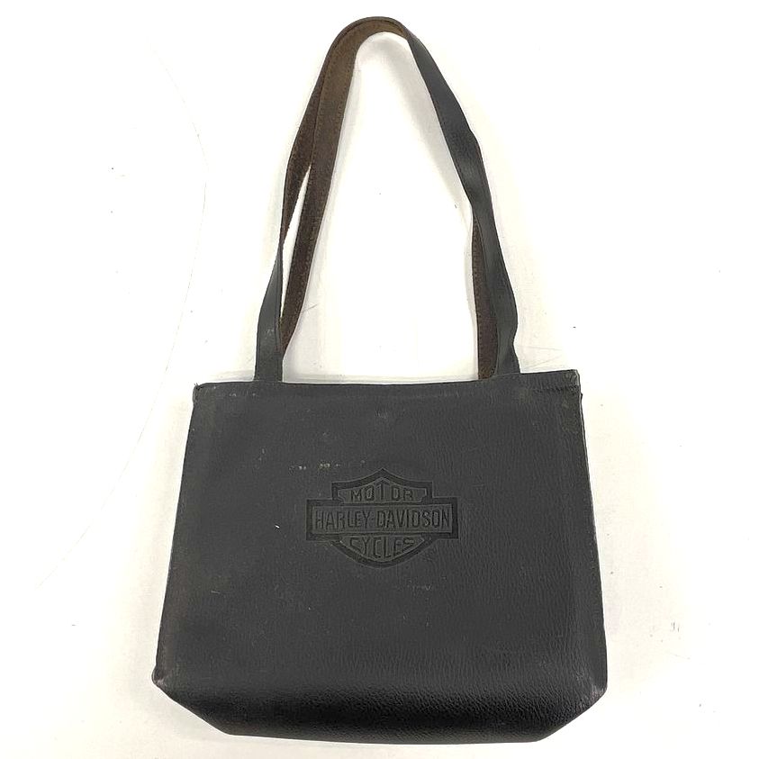 Vintage Harley Davidson Black Pebbled Leather Tote Shoulder Bag Purse Embossed