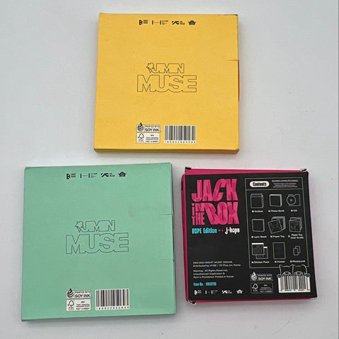 K-pop CD Album Lot Jimin MUSE (2 Versions) & j-hope Jack In The Box 3 Pieces