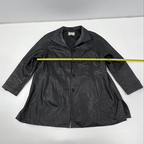 Vintage 90s Worthington Genuine Lambskin Leather Button Jacket Black Sz 1X