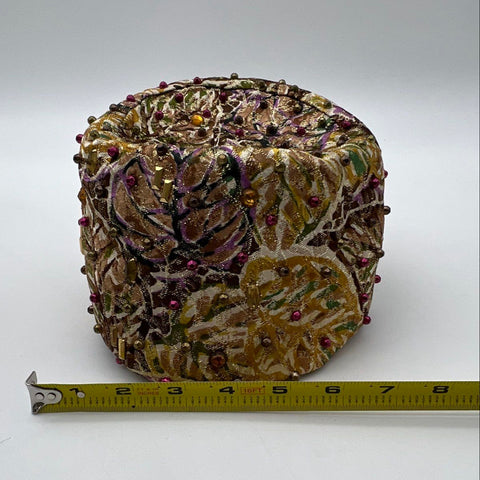 Vintage 60s Hovland-Swanson Women's Beaded Metallic Brocade Pillbox Hat