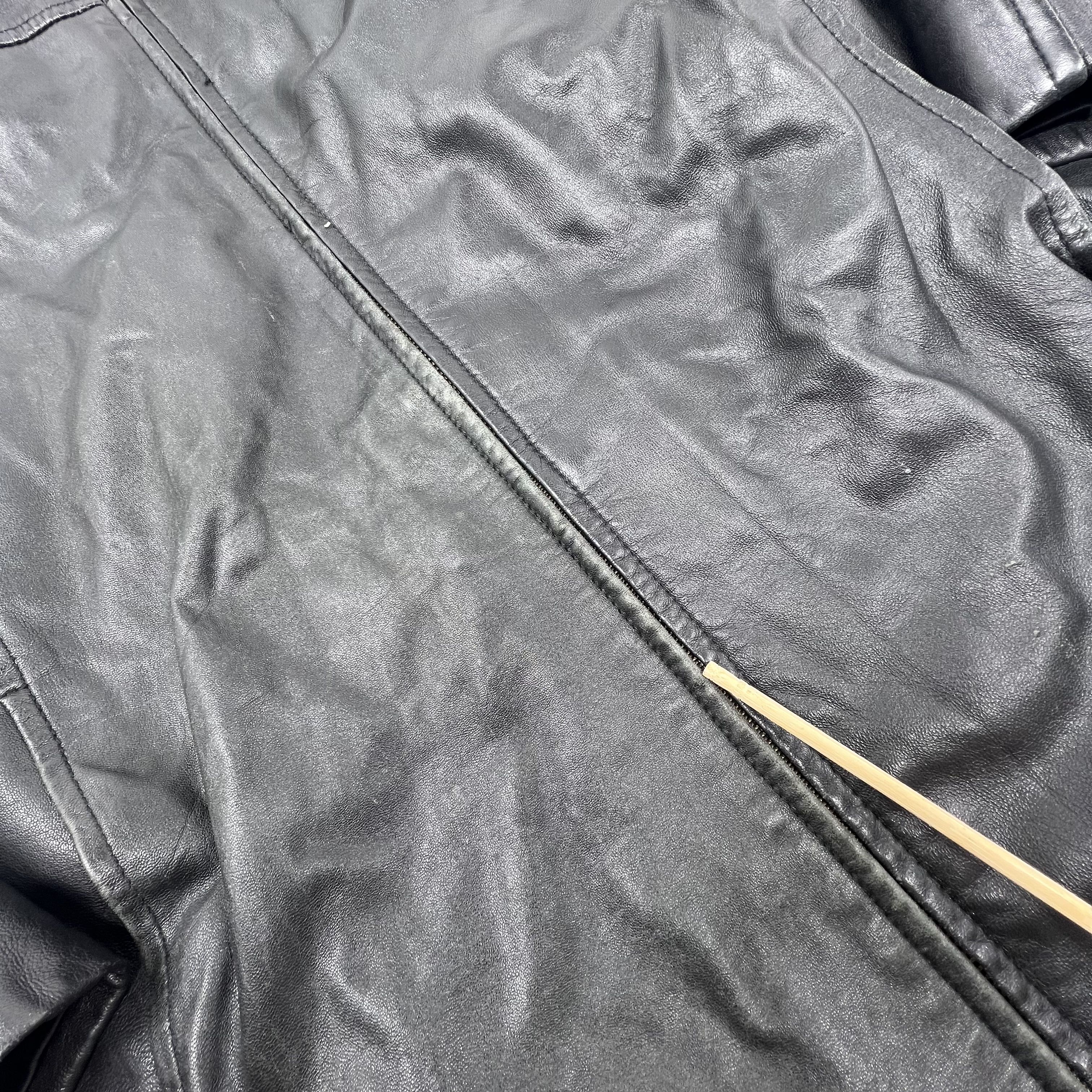 Vintage 90s Izzi Black Leather Fleece Lined Hooded Jacket Coat Men's L