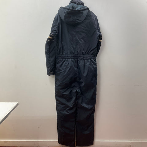 Sears Work Outerwear Men's Navy Belted Coveralls Hooded Insulated Size L Vintage