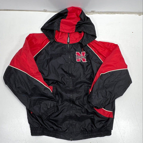 Vintage 90s Tank Nebraska Huskers Embroidered Hooded Windbreaker Jacket Sz L