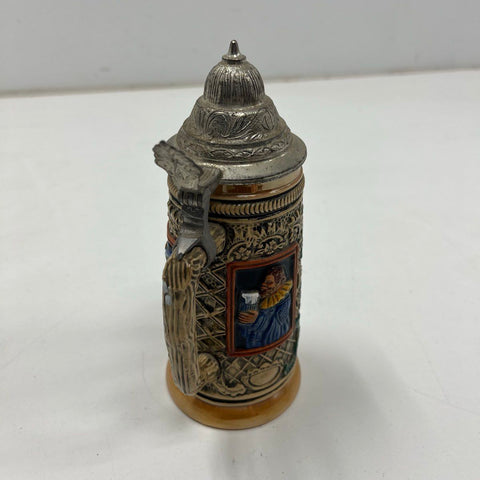 Vintage W. Germany Beer Stein Kaiserslautern Relief Ceramic Pewter Lid 5.5"