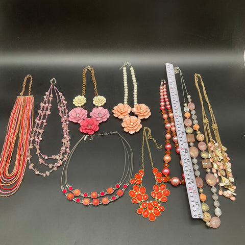 Costume Jewelry Lot 10 Necklaces Vintage to Modern Statement Beaded Floral