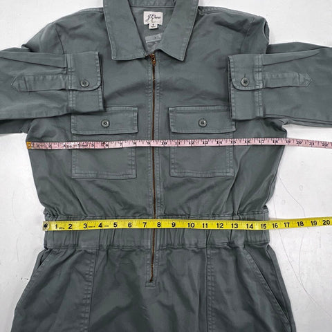 J. Crew Women's Green Utility Point Collar Full Zip Mini Dress Sz 8 NWT