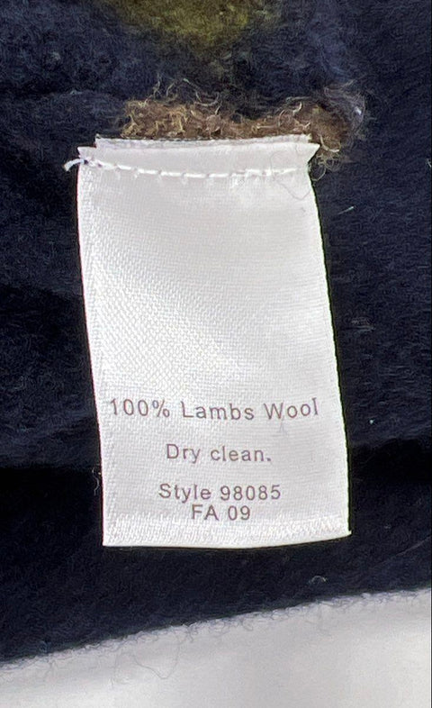 J. Crew Men's Navy Argyle 100% Lambswool Quarter Zip Sweater Elbow Patches Sz L