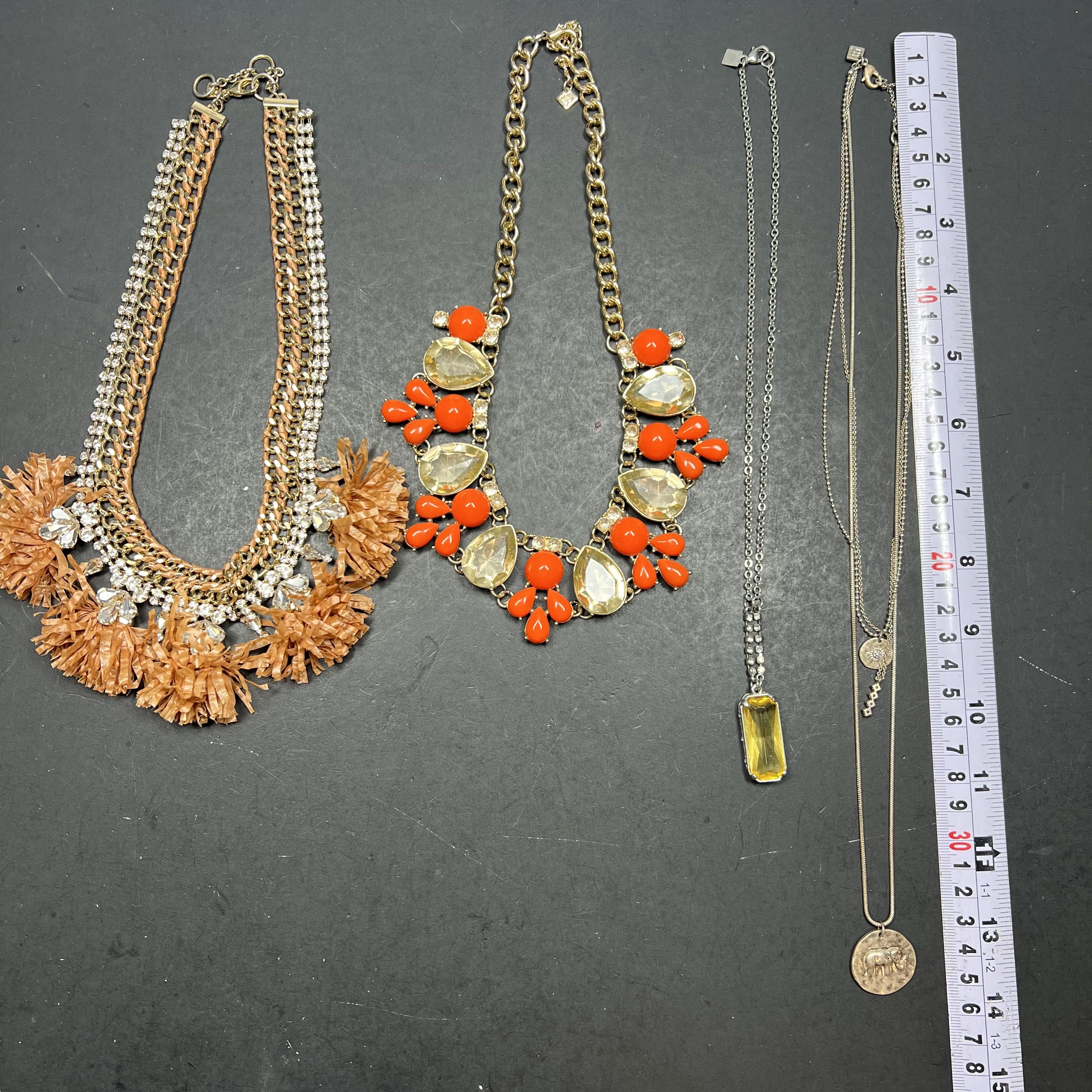 Banana Republic Necklaces Lot of 4 Statement Orange Bling Gold Silver Tone Chain
