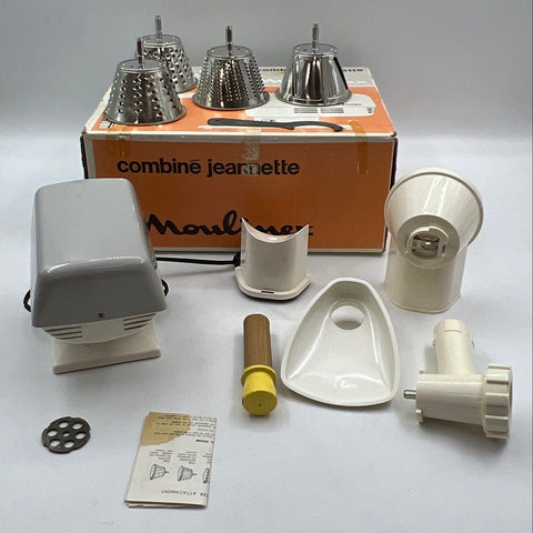 Vintage Moulinex Jeannette Food Processor Multi Grinder Shredder Set With Box