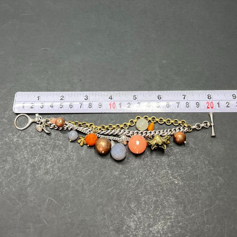 Fossil Vintage Y2K Chunky Mixed Metal Beaded Jewelry Set Necklace Bracelet ERs