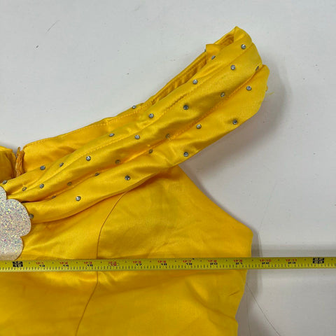 Beauty and the Beast Belle Ball Gown Costume Dress Yellow Ruched Junior Sz S