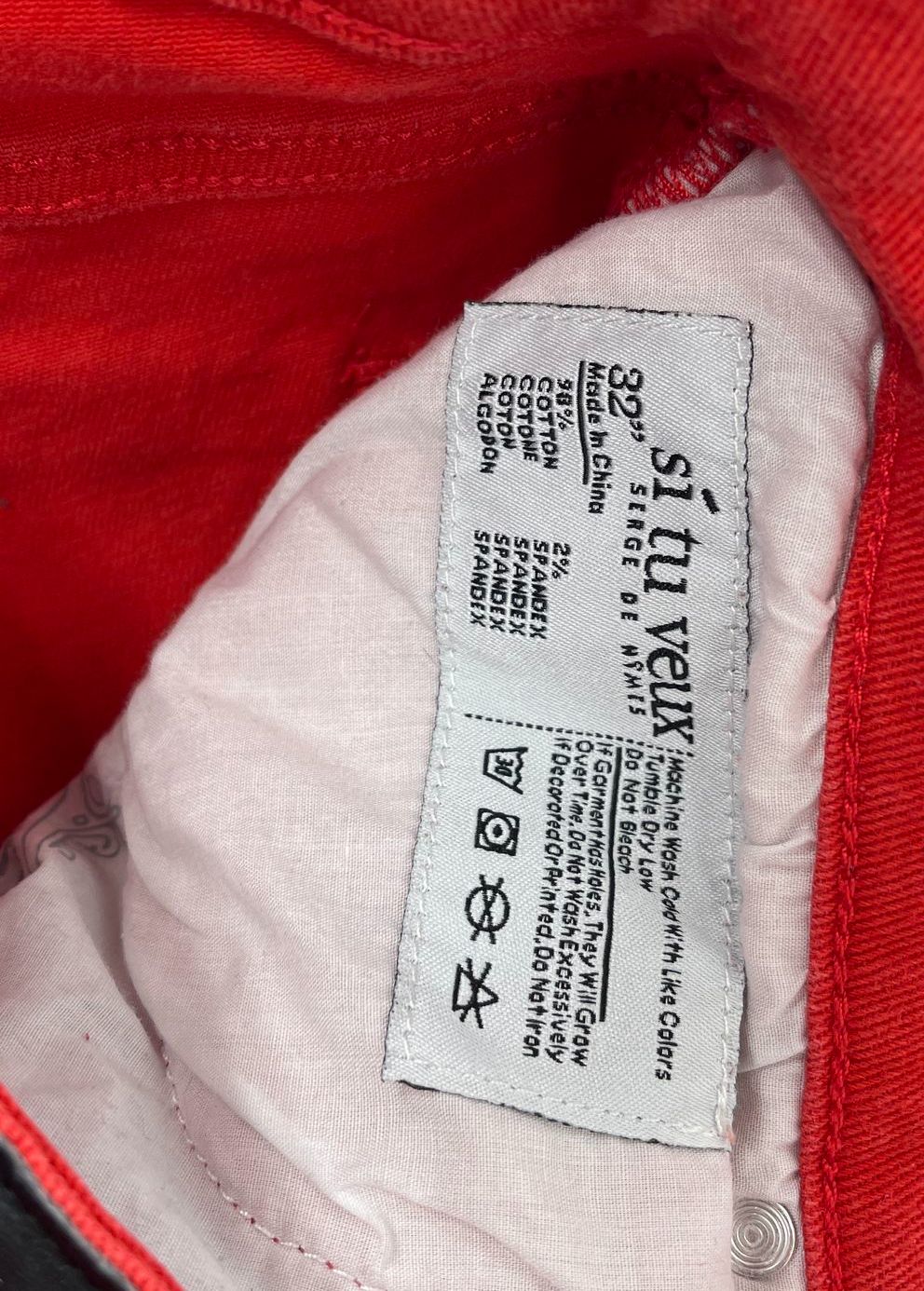 Si Tu Veux Red L'homme Super Stacké Flare Leg Cargo Jeans Men's 32 NWT